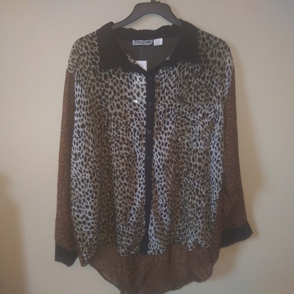 Mixed Animal Print Sheer Blouse - Picture 8 of 8